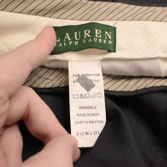 Lauren Ralph Lauren Mens 42x32 Gray Pleated Cuffed Dress Pants Trousers - Picture 3 of 6